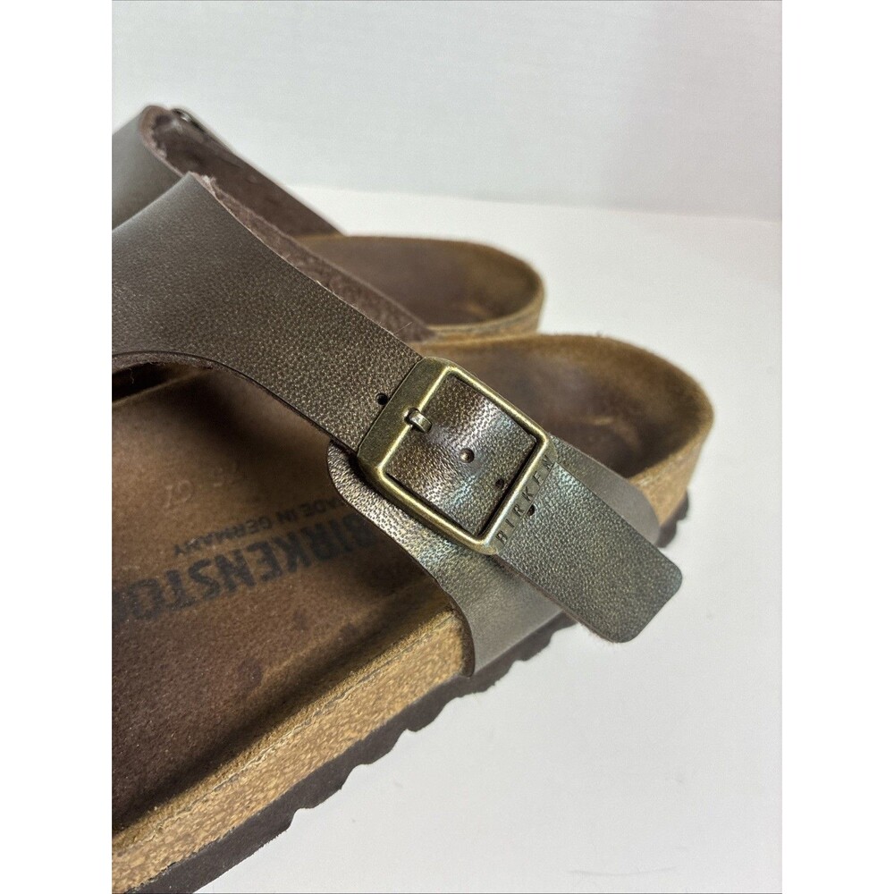 Birkenstock Gizeh Bronze Brown Leather Thong Strap Sandals Women Sz 37 Us 7 - Picture 8 of 11